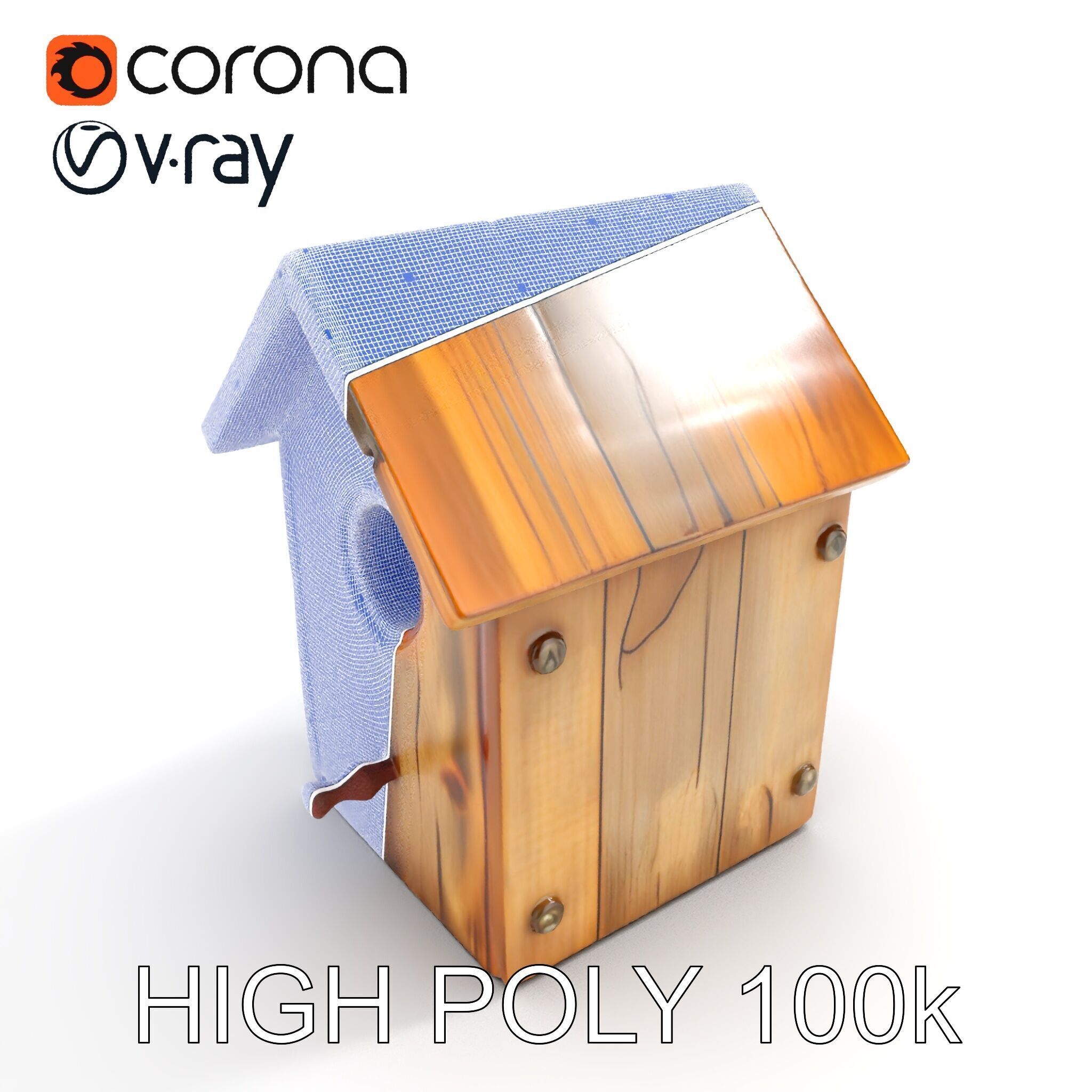 Rustic Wooden Birdhouse Model Pack Low-poly 3D model_19