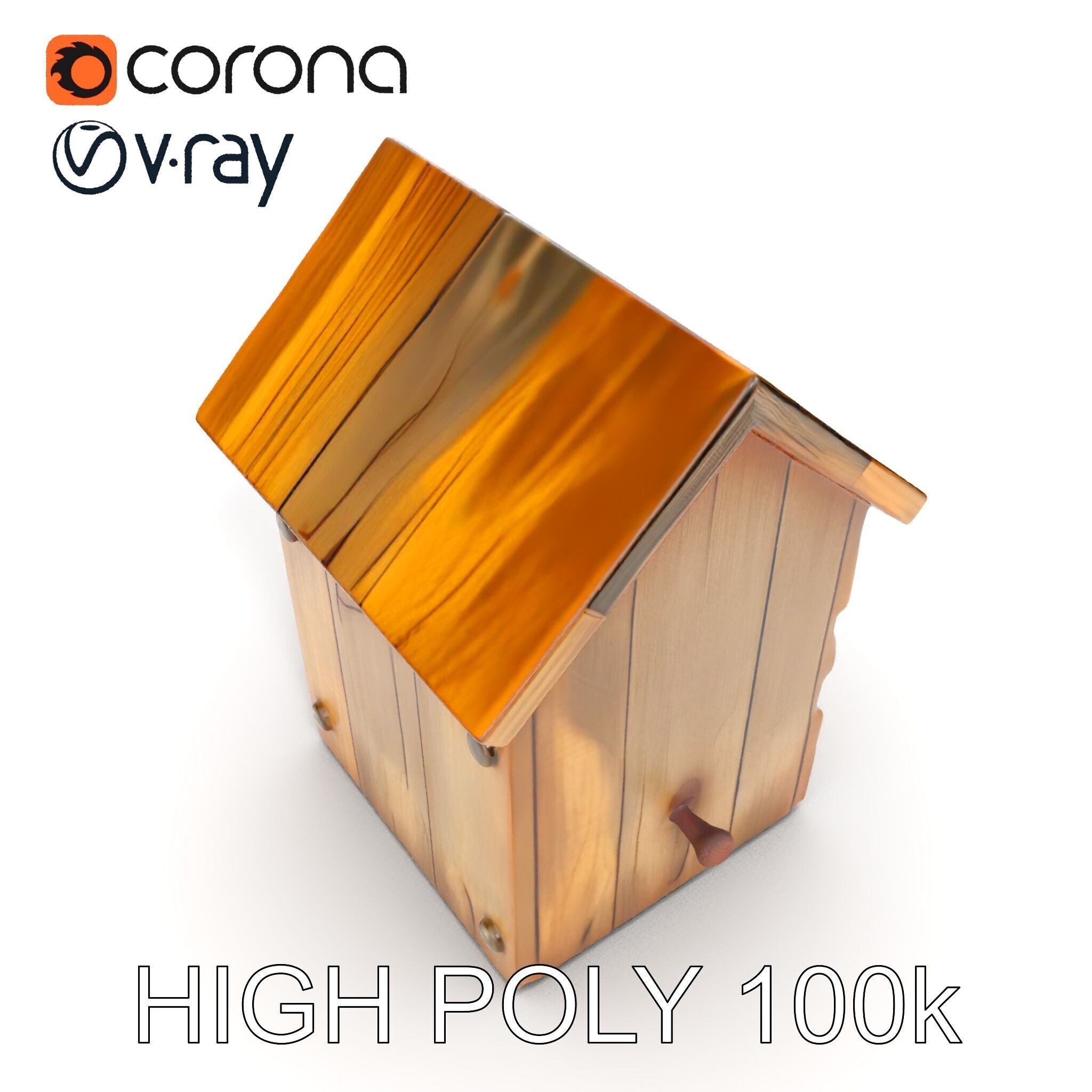 Rustic Wooden Birdhouse Model Pack Low-poly 3D model_16