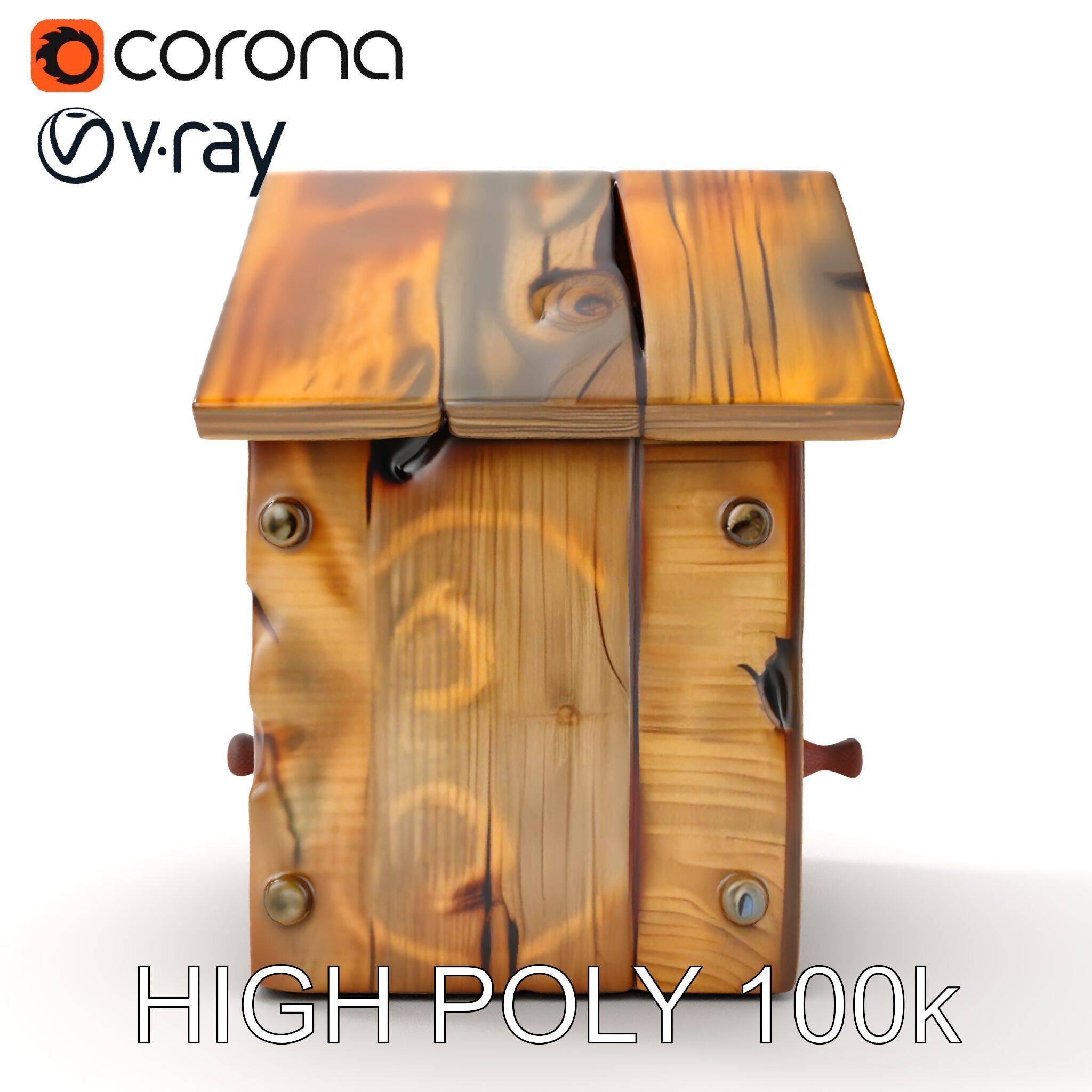 Rustic Wooden Birdhouse Model Pack Low-poly 3D model_33