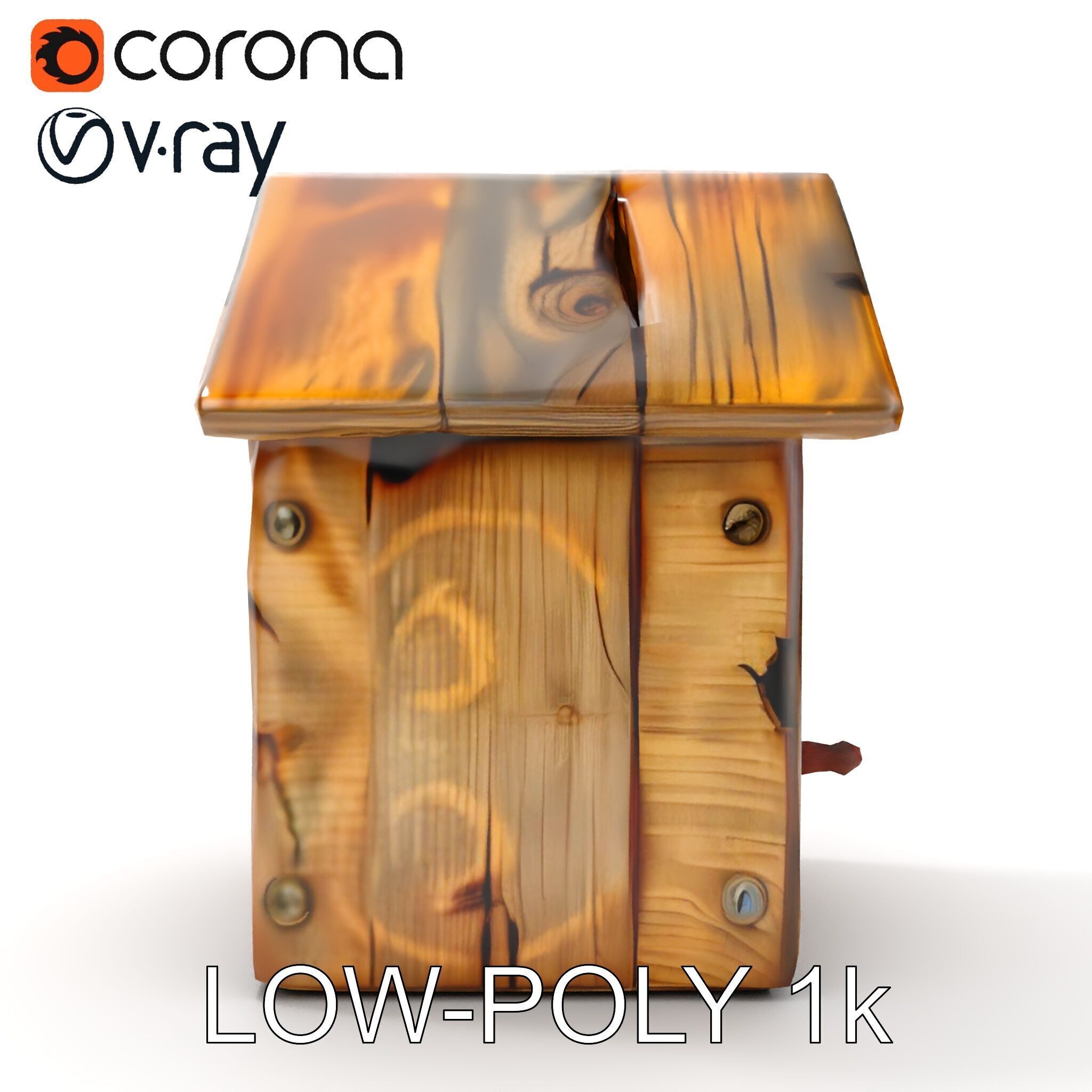 Rustic Wooden Birdhouse Model Pack Low-poly 3D model_24