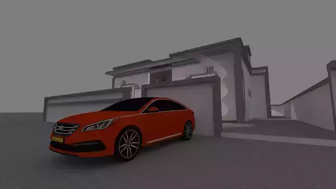 Modern Sloped House Project A122 3D Model Render