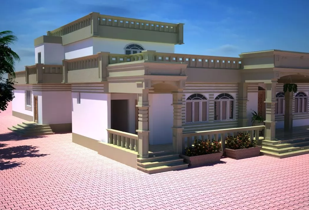 Classic One-Story Villa Project A121 3D Model Render 3D model_0