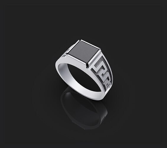 Man ring with a stone 3D print model 3D print model