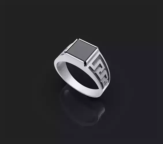 Man ring with a stone 3D print model 3D print model