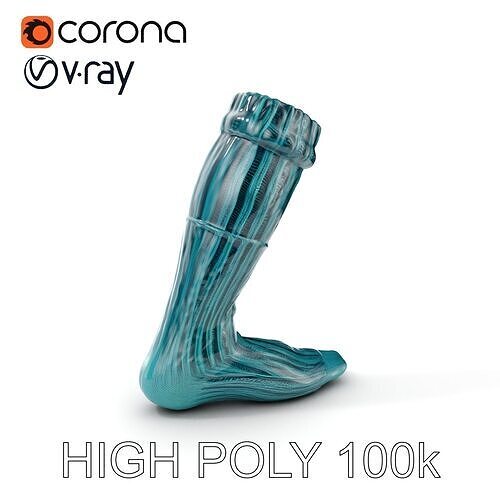Ribbed Knit Sock Model Pack for Diverse Applications Low-poly 3D model