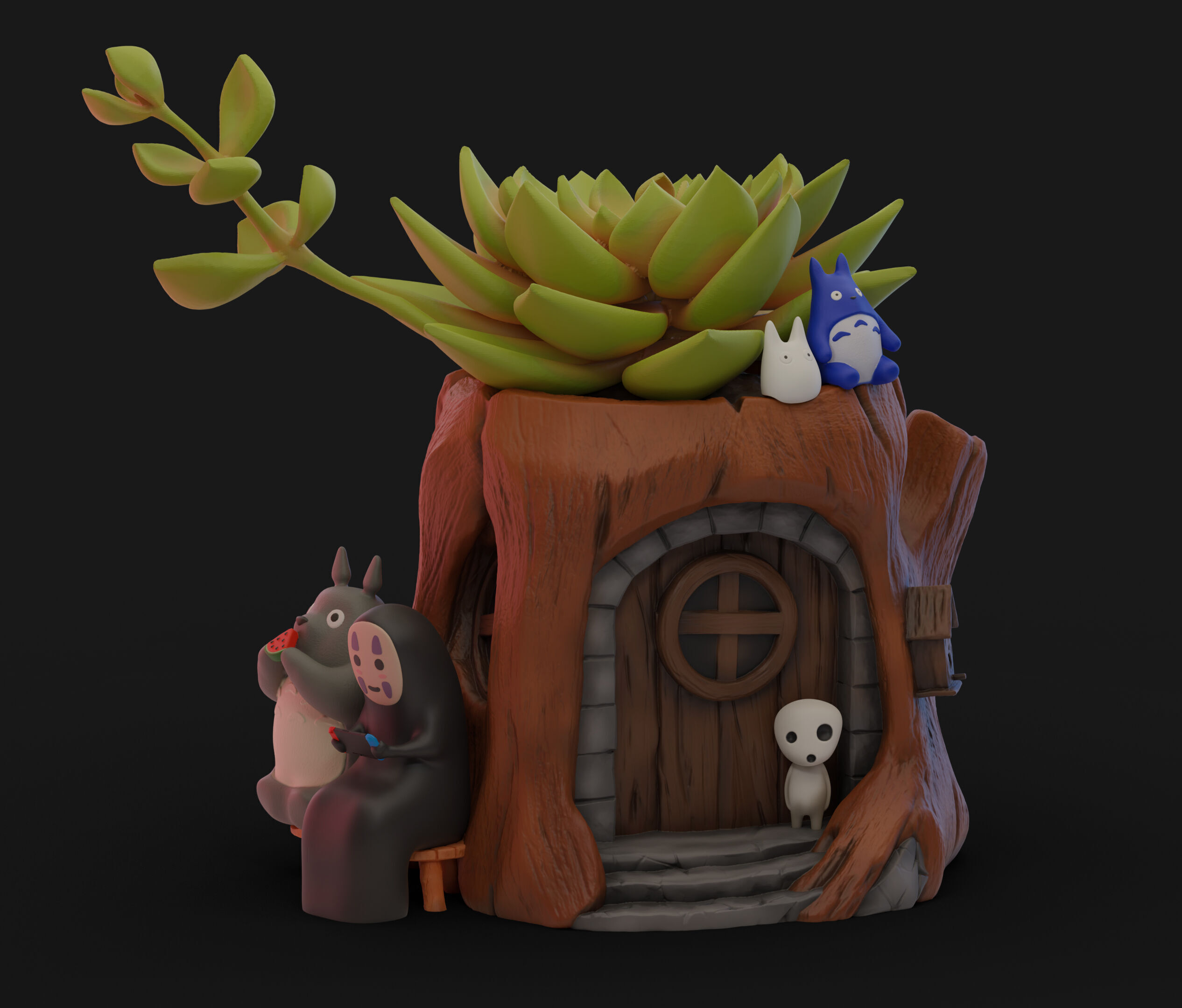 Totoro Treehouse 3D Printable Organizer and Flower Pot 3D print model_2