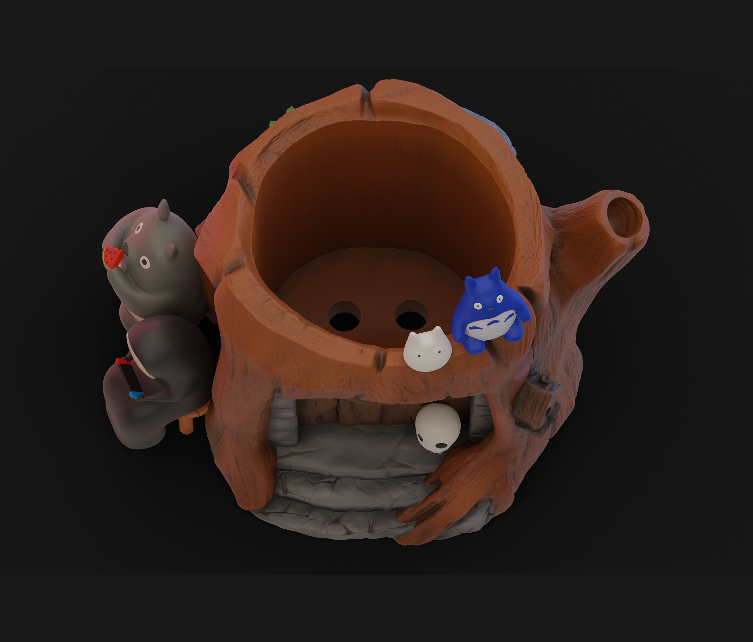 Totoro Treehouse 3D Printable Organizer and Flower Pot 3D print model_4