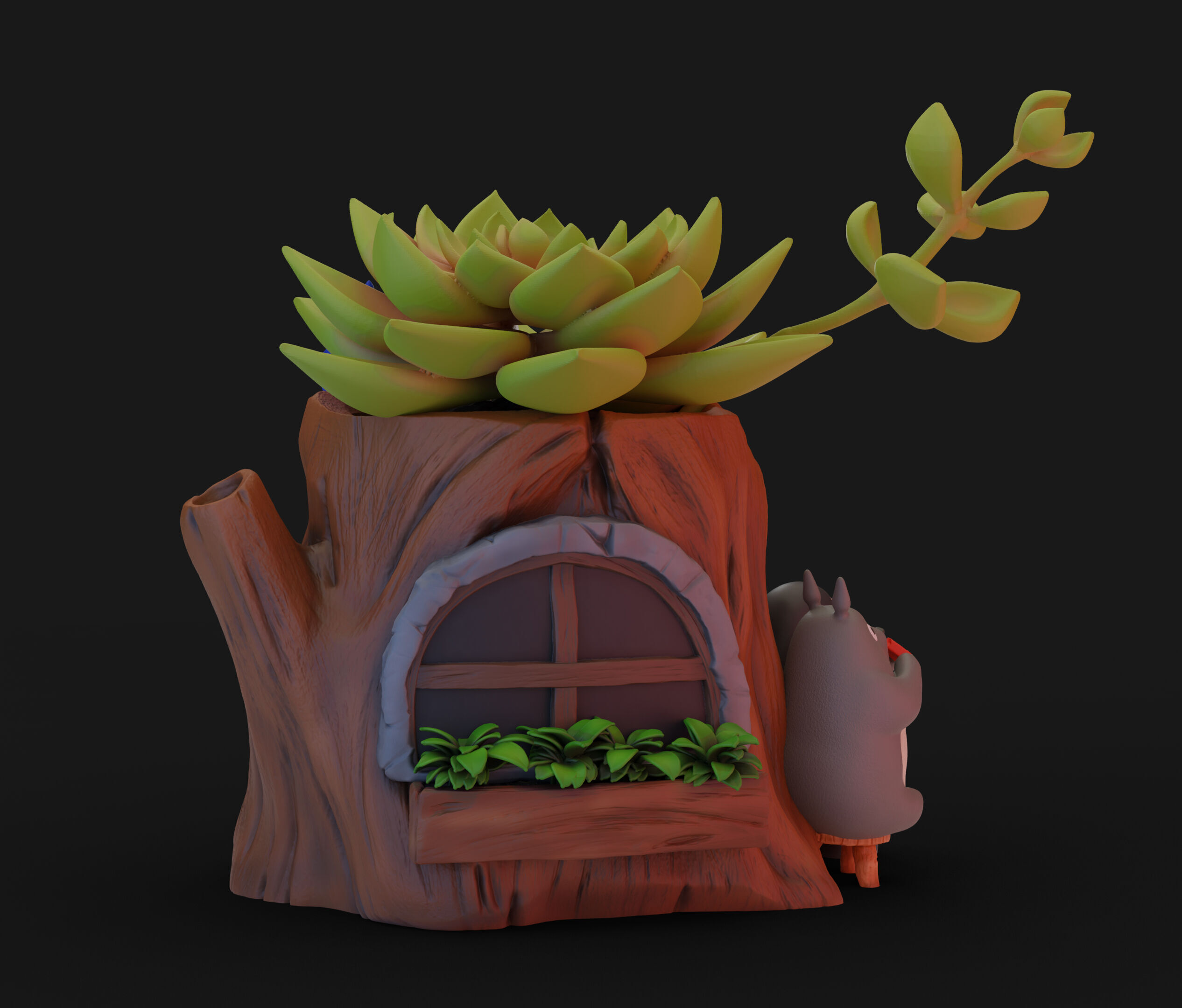Totoro Treehouse 3D Printable Organizer and Flower Pot 3D print model_3