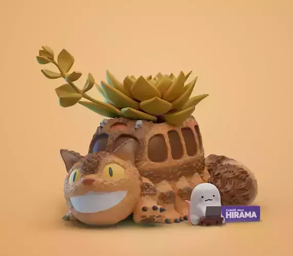 Catbus Planter 3D Printable Flower Pot My Neighbor Totoro 3D print model