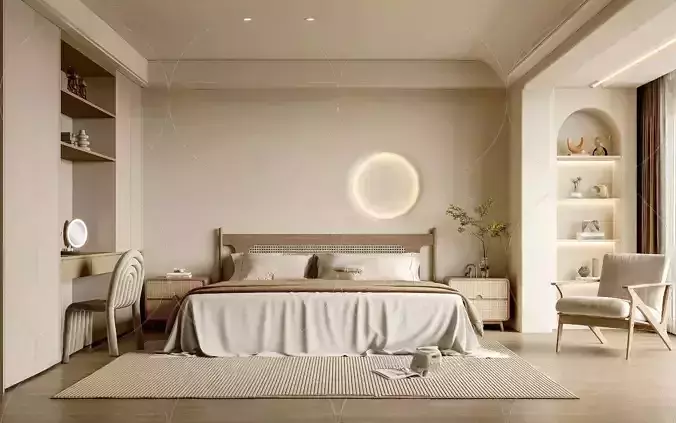 3DS MAX WABI SABI STYLE 3D BEDROOM 0080