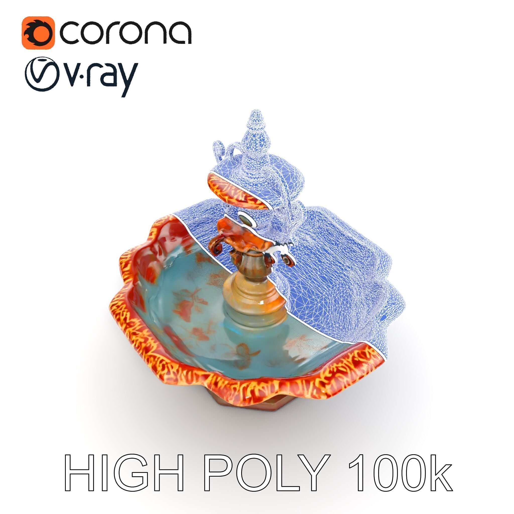 Ornate Decorative Fountain Model Pack Low-poly 3D model_32