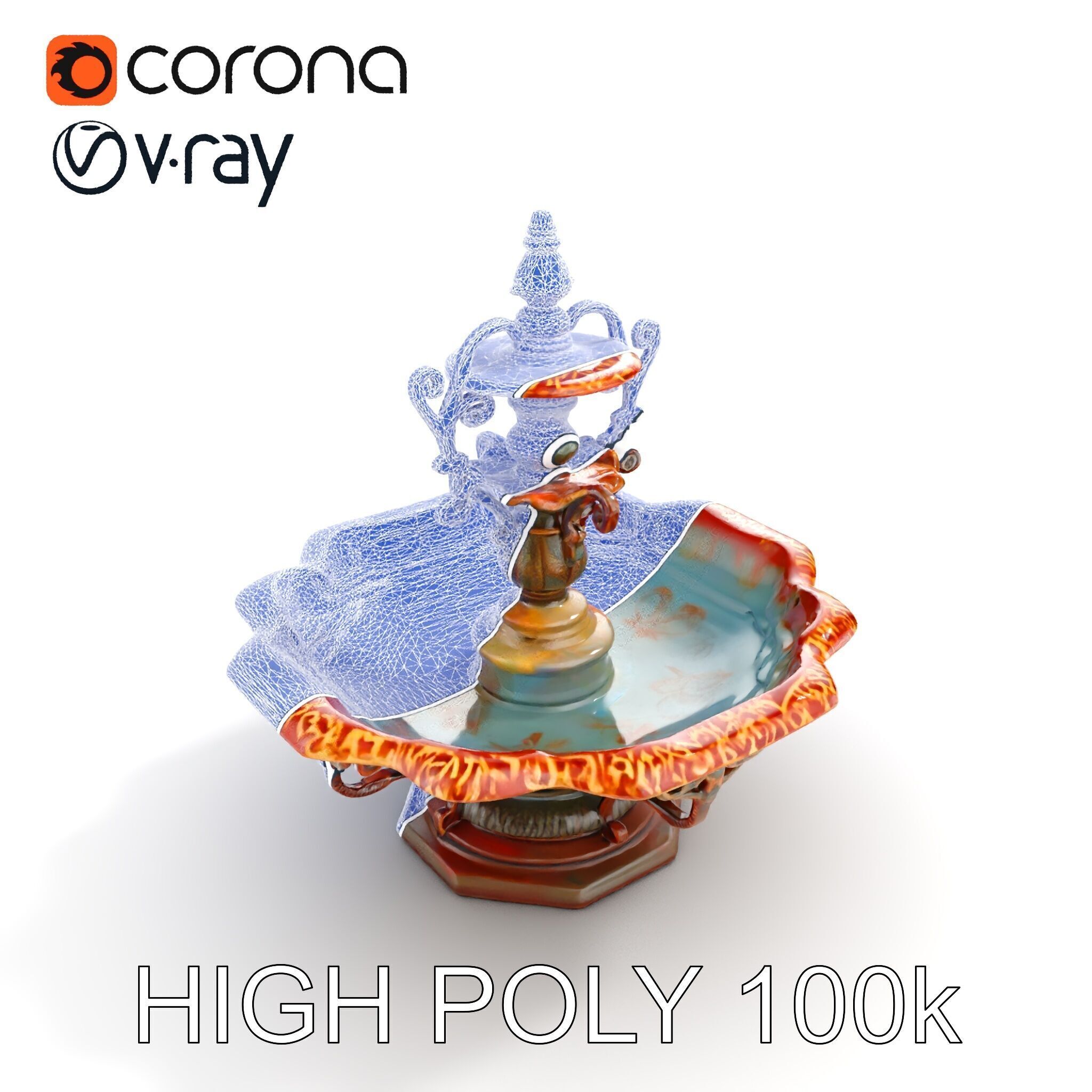 Ornate Decorative Fountain Model Pack Low-poly 3D model_20