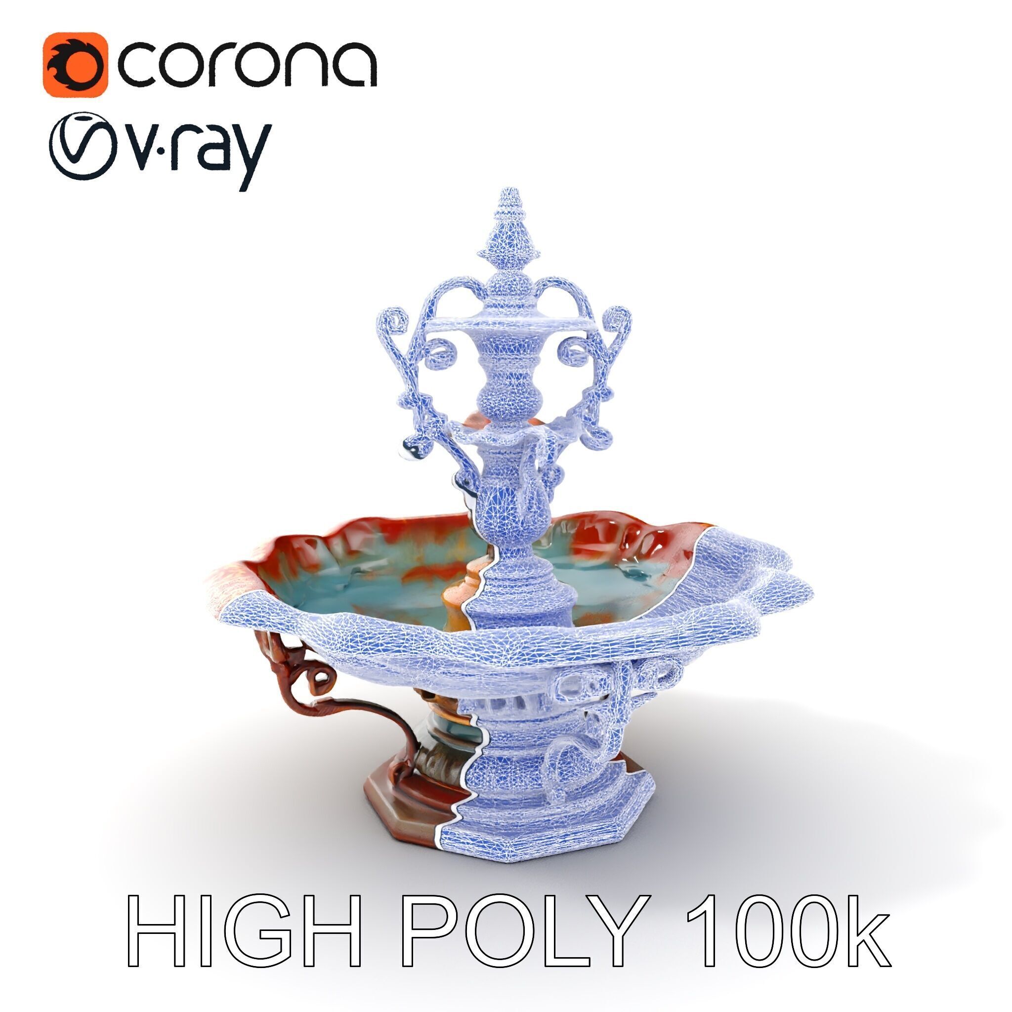 Ornate Decorative Fountain Model Pack Low-poly 3D model_23