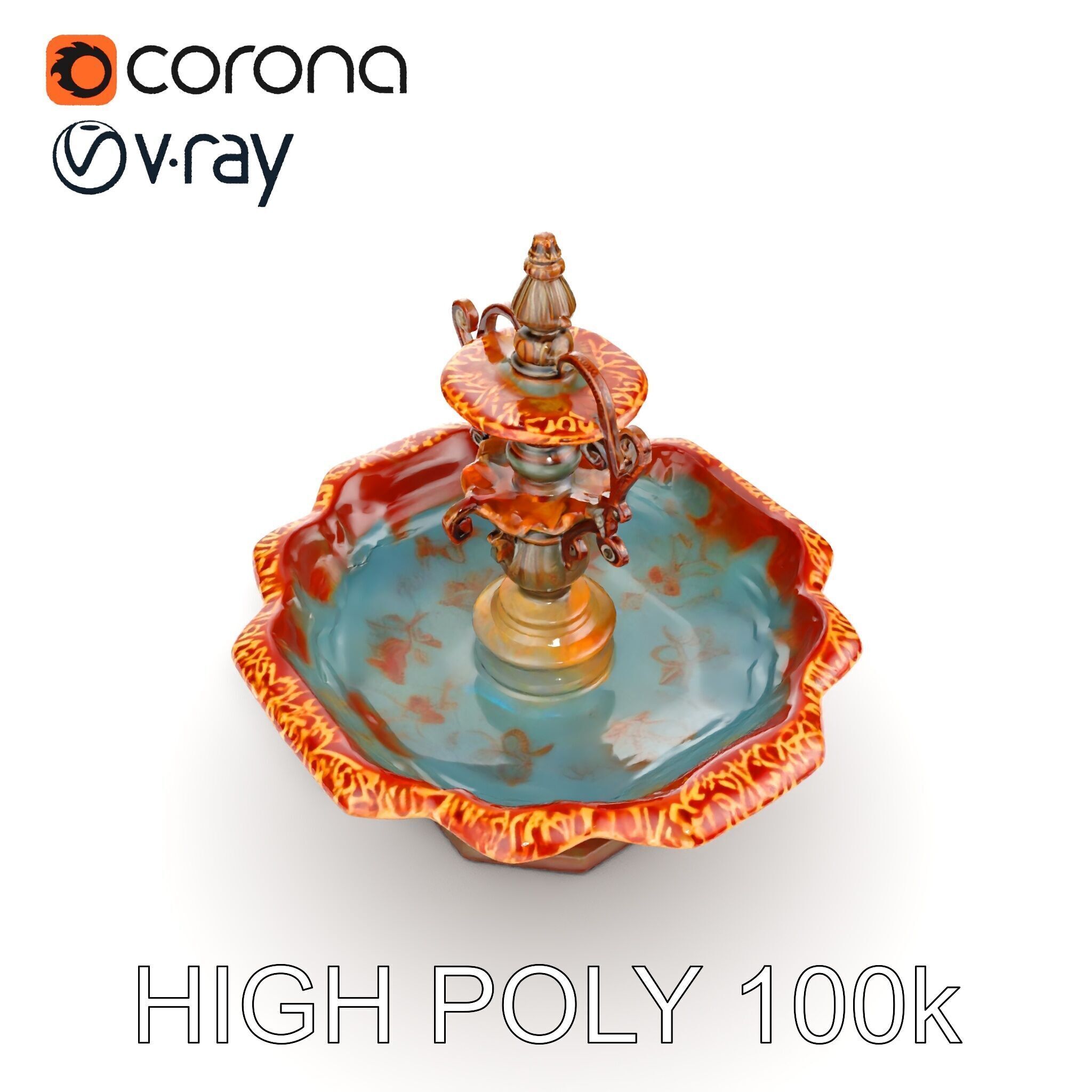 Ornate Decorative Fountain Model Pack Low-poly 3D model_10