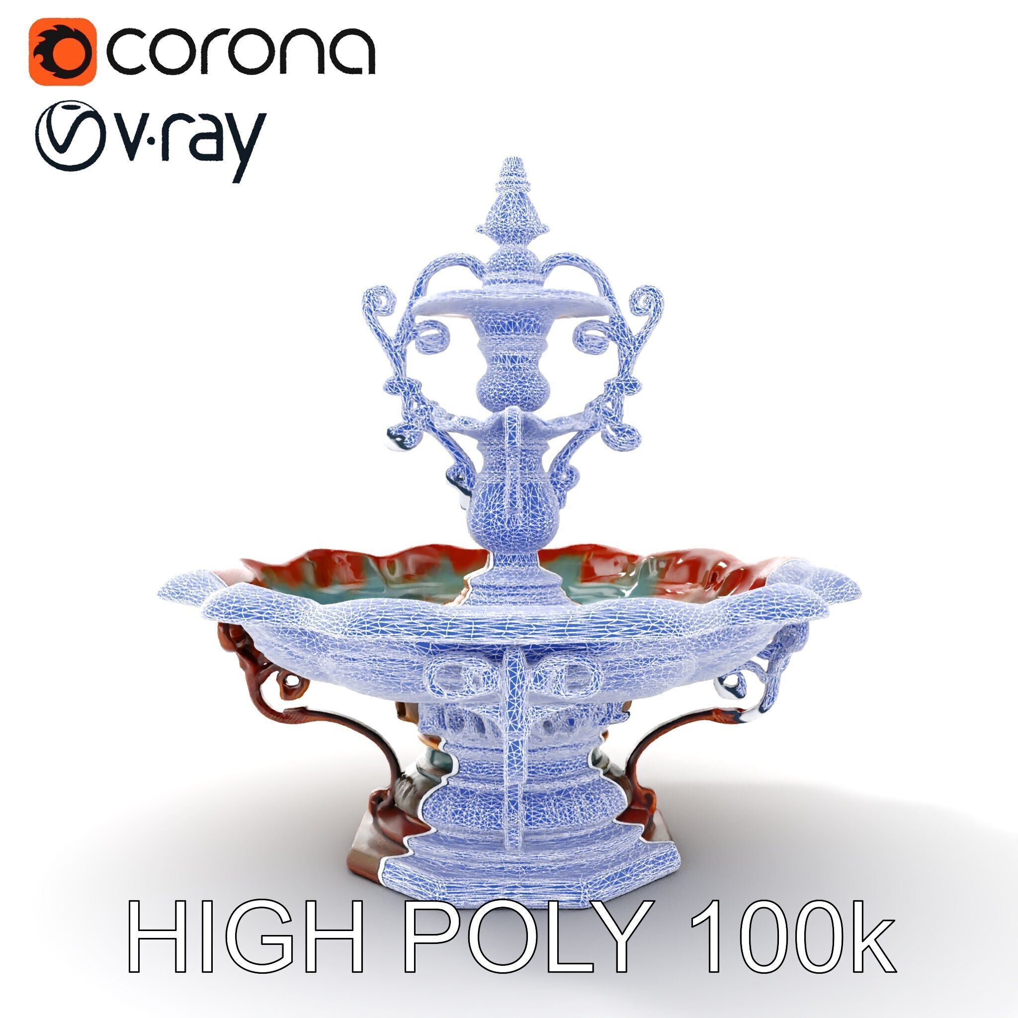 Ornate Decorative Fountain Model Pack Low-poly 3D model_27