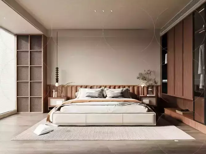 3DS MAX WABI SABI STYLE 3D BEDROOM 0093