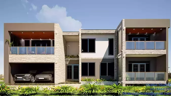Mansion Exterior and Interior Low-poly 3D model