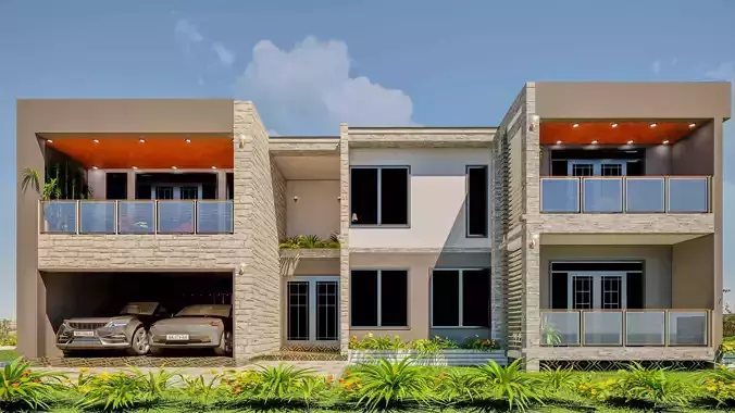 Mansion Exterior and Interior Low-poly 3D model