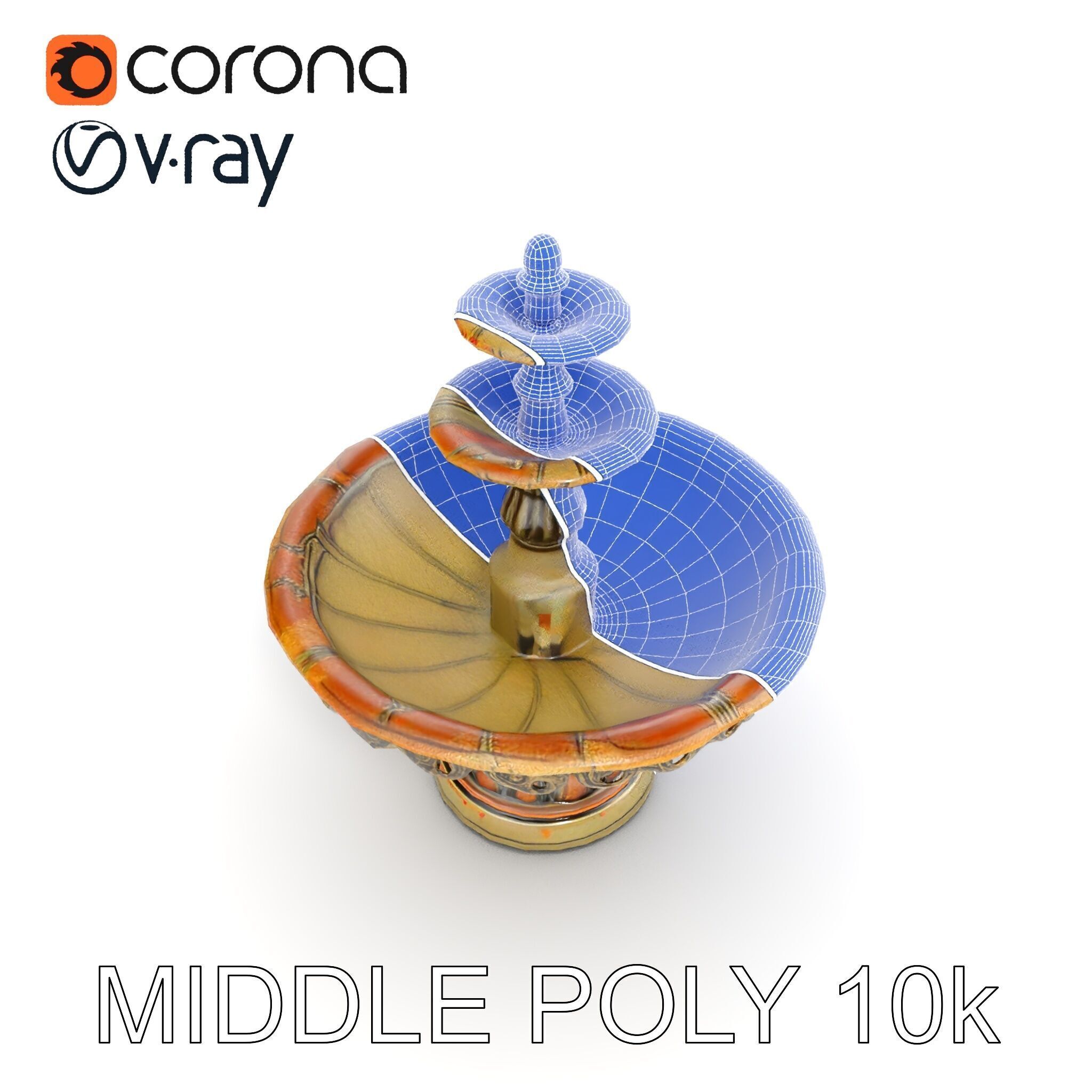 Classic Outdoor Fountain Model Pack Low-poly 3D model_21