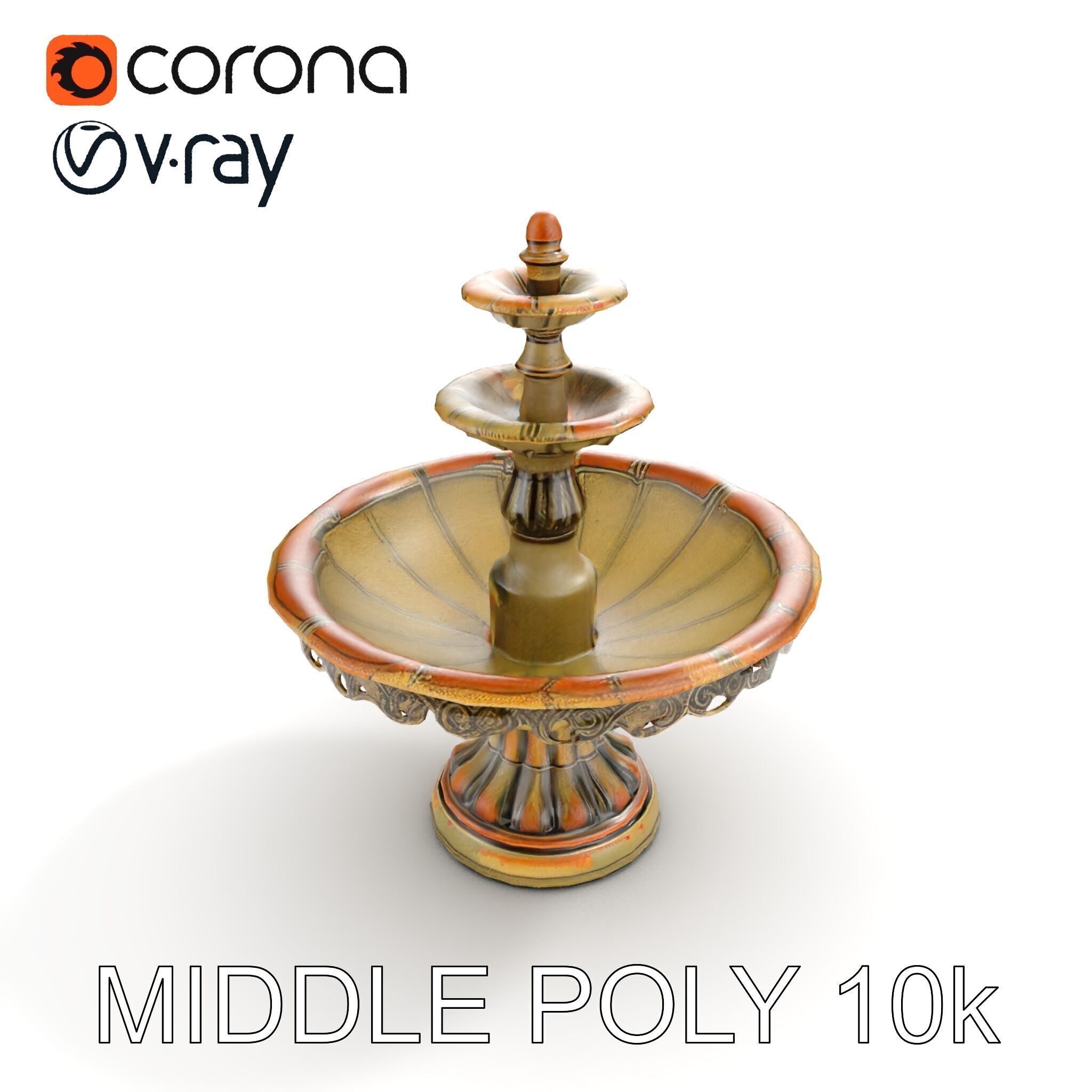 Classic Outdoor Fountain Model Pack Low-poly 3D model_11