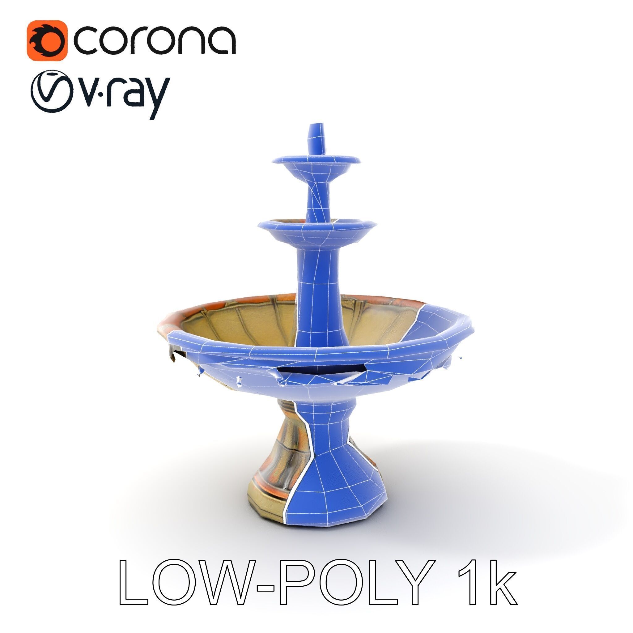 Classic Outdoor Fountain Model Pack Low-poly 3D model_25