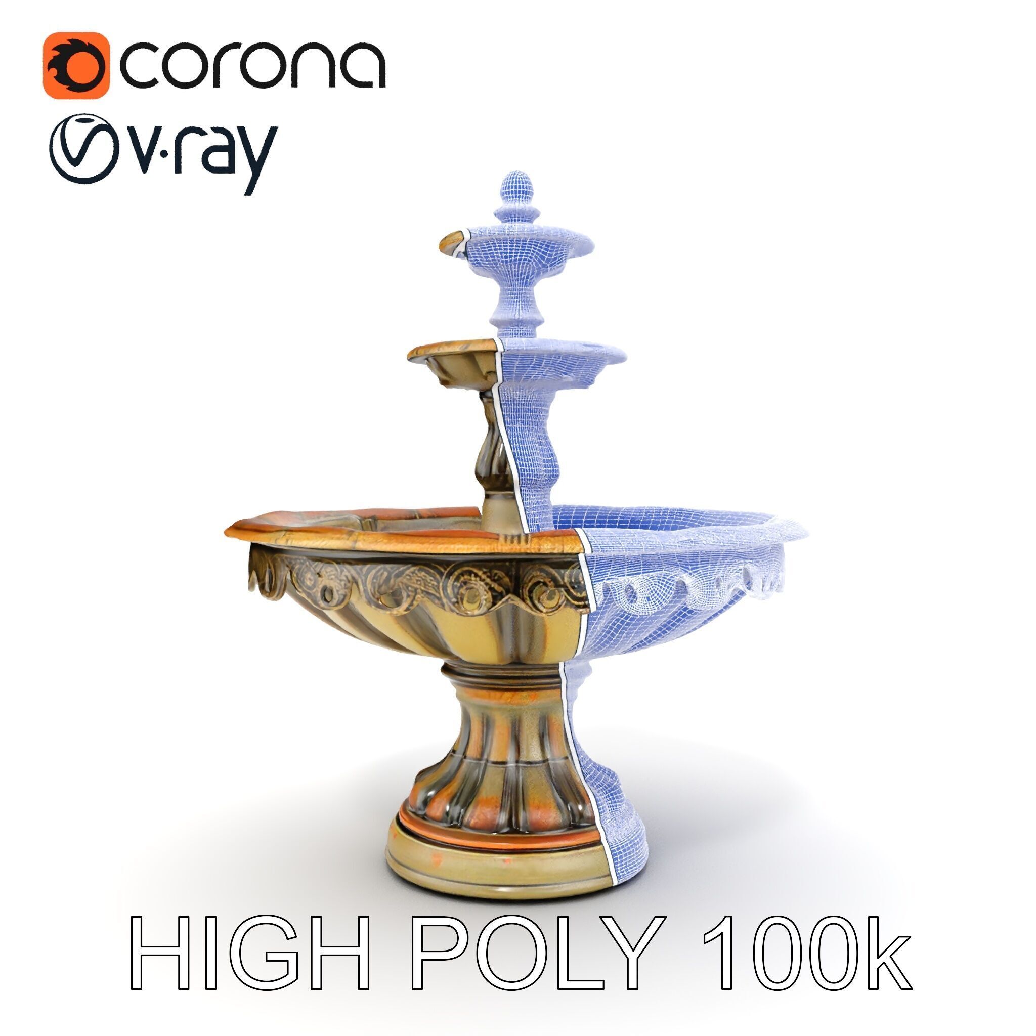 Classic Outdoor Fountain Model Pack Low-poly 3D model_26
