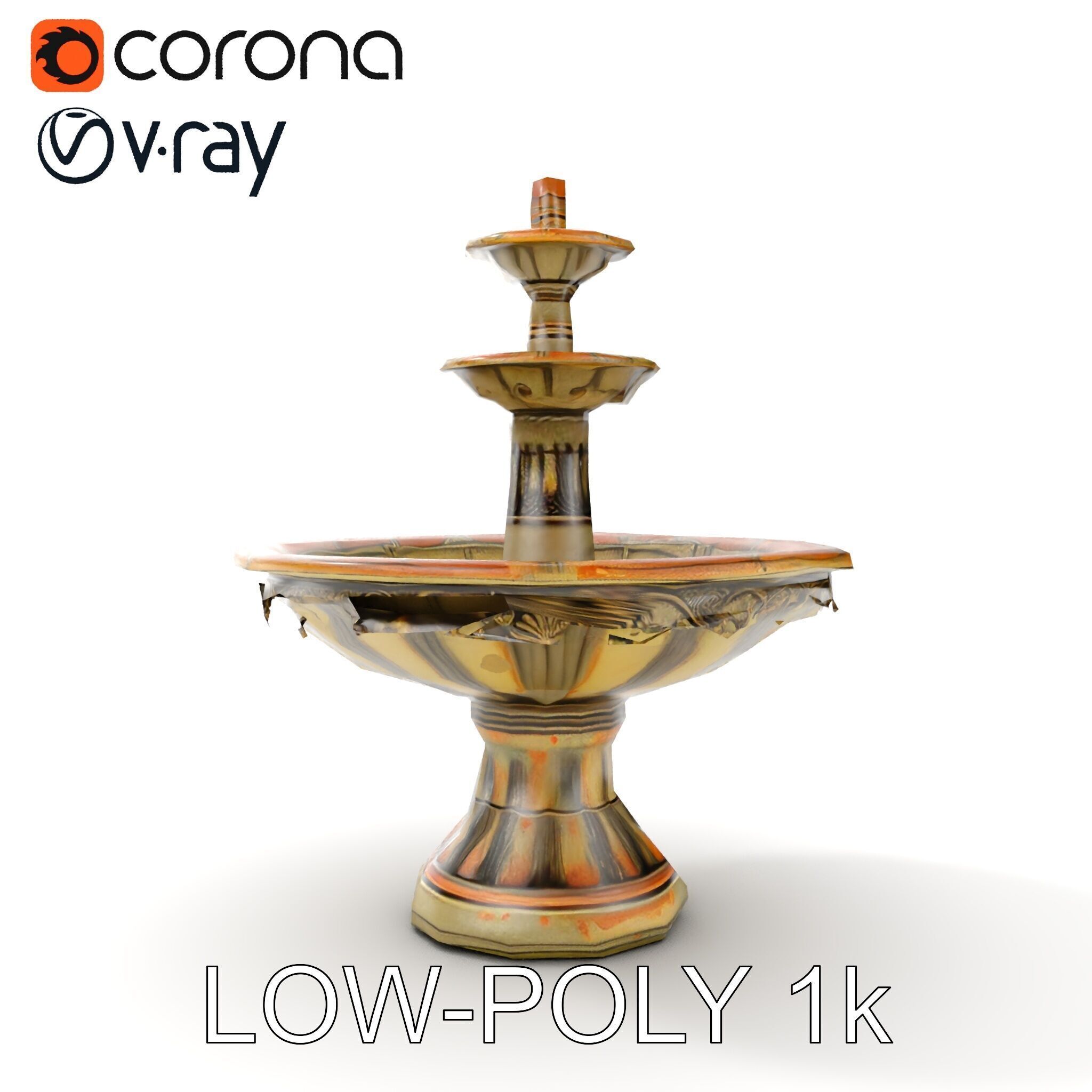 Classic Outdoor Fountain Model Pack Low-poly 3D model_12