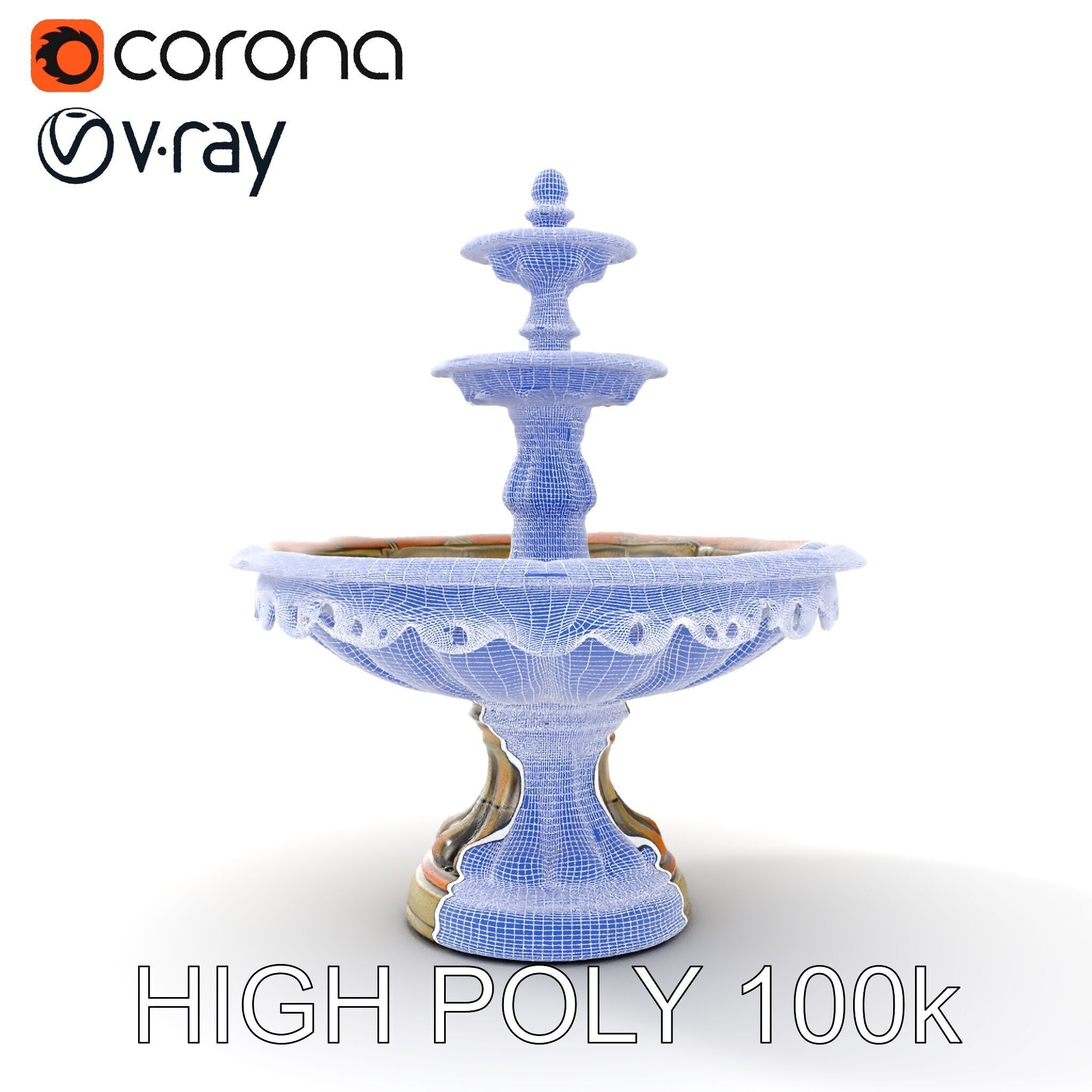 Classic Outdoor Fountain Model Pack Low-poly 3D model_35