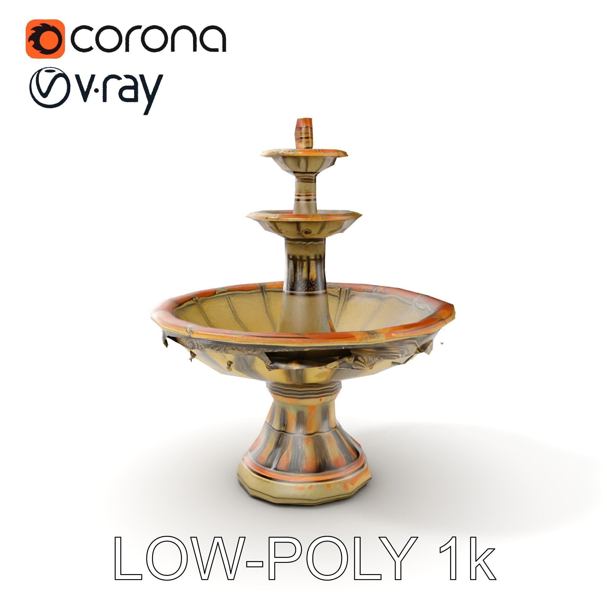 Classic Outdoor Fountain Model Pack Low-poly 3D model_9