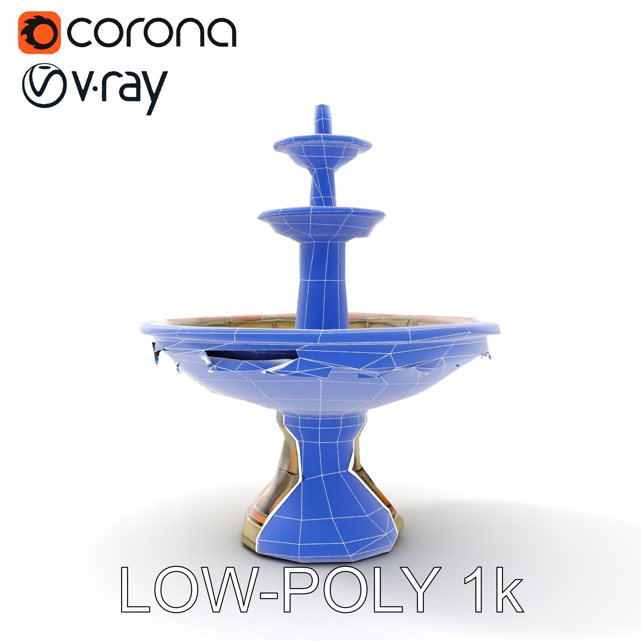 Classic Outdoor Fountain Model Pack Low-poly 3D model_22