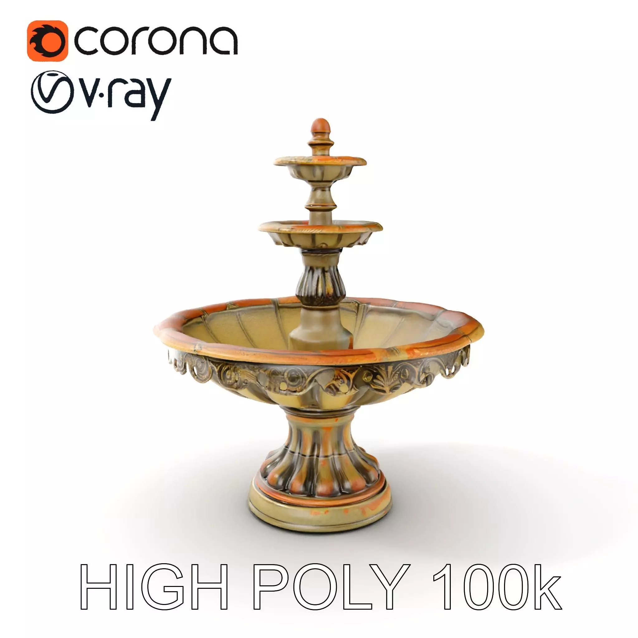 Classic Outdoor Fountain Model Pack Low-poly 3D model_0
