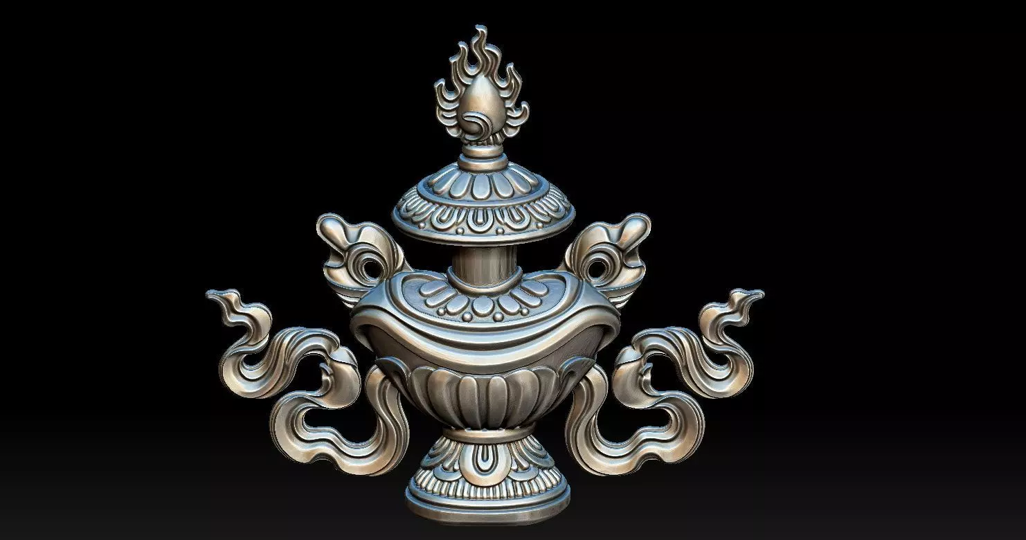Buddhist Treasure Vase Statue 3D print model