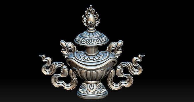 Buddhist Treasure Vase Statue  3D print model