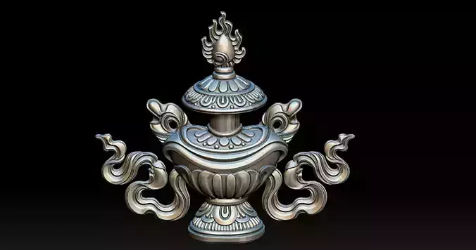 Buddhist Treasure Vase Statue 