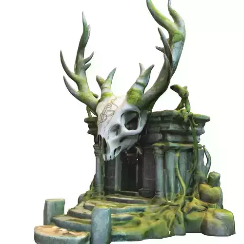 Ancient Druidic Altar  Fantasy Skull Temple Low-poly 3D model