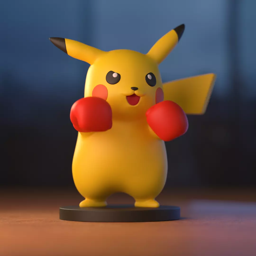 Boxing Pikachu 3D Printable Battle Pose Figure 3D print model_0