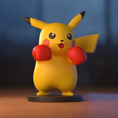 Boxing Pikachu 3D Printable Battle Pose Figure 3D print model