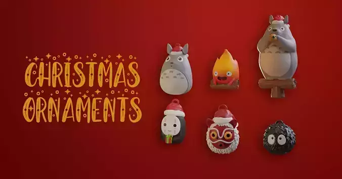 Studio Ghibli Christmas Ornament Set 3D Printable Holiday Decor 3D print model