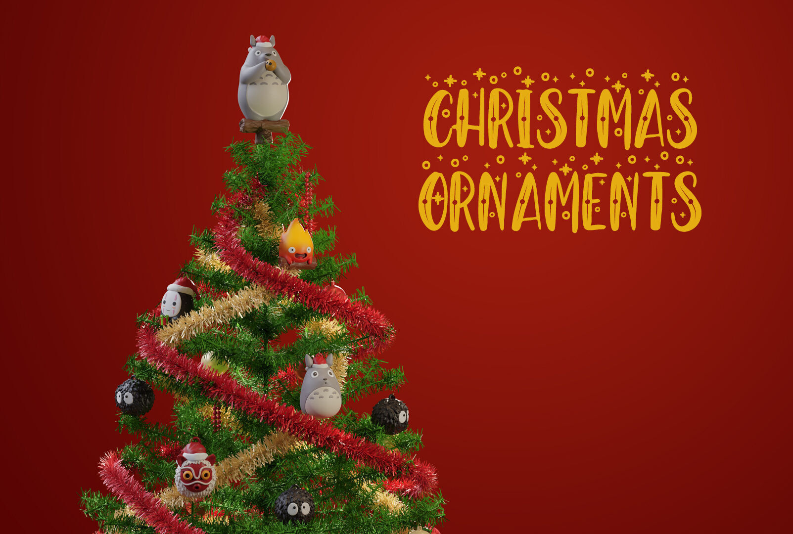 Studio Ghibli Christmas Ornament Set 3D Printable Holiday Decor 3D print model_1