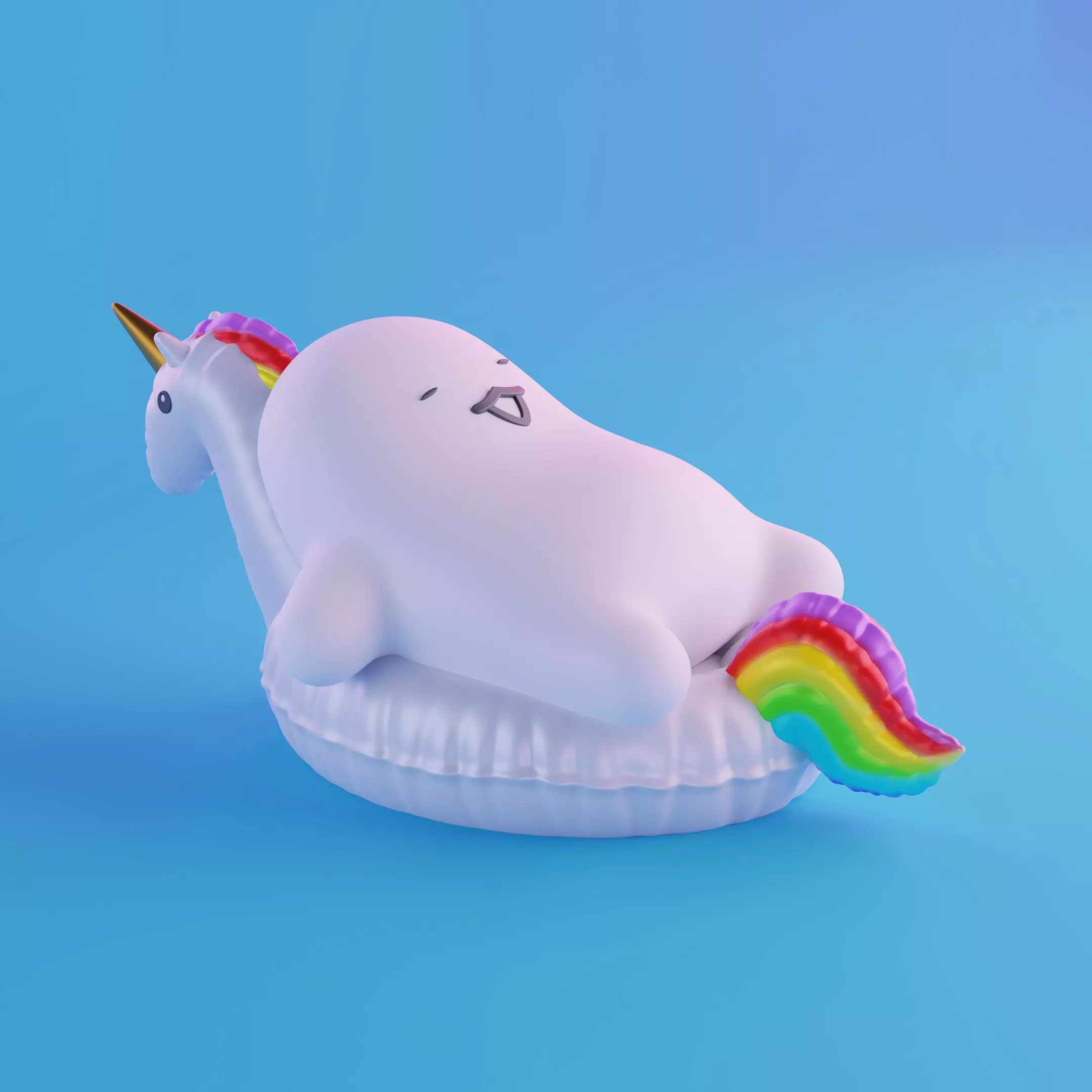 Summer Day Chill Mascot in Pool Lazy Vibes 3D Printable 3D print model