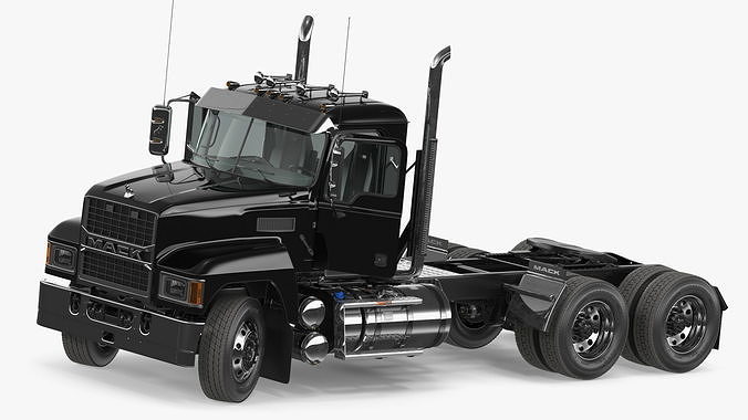 Mack Commercial Truck Black Rigged 3D model