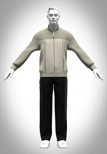 mens bomber jacket and five pocket pant Rigged model Low-poly 3D model
