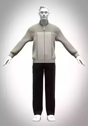 mens bomber jacket and five pocket pant Rigged model