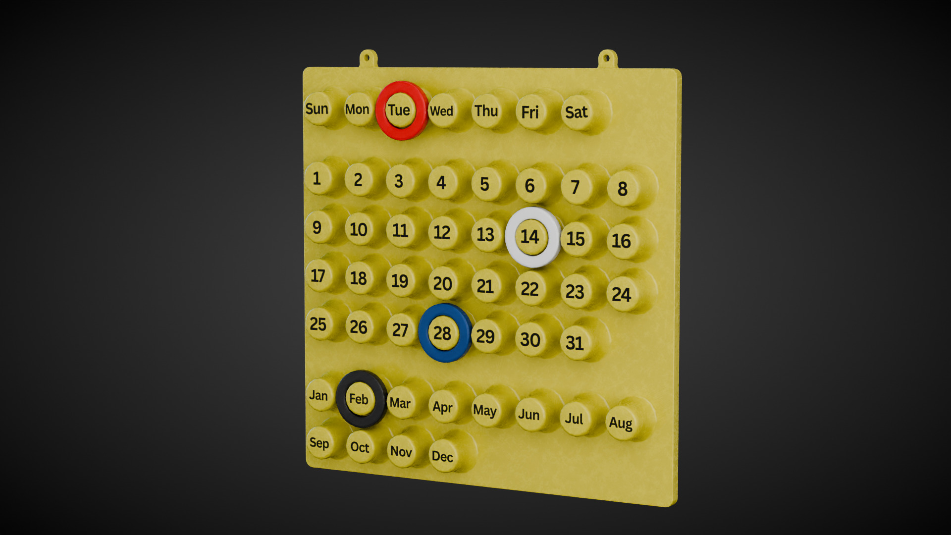 Wall Mounted Calendar Low-poly 3D model_7