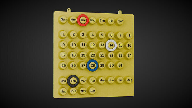 Wall Mounted Calendar Low-poly 3D model