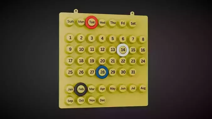 Wall Mounted Calendar Low-poly 3D model