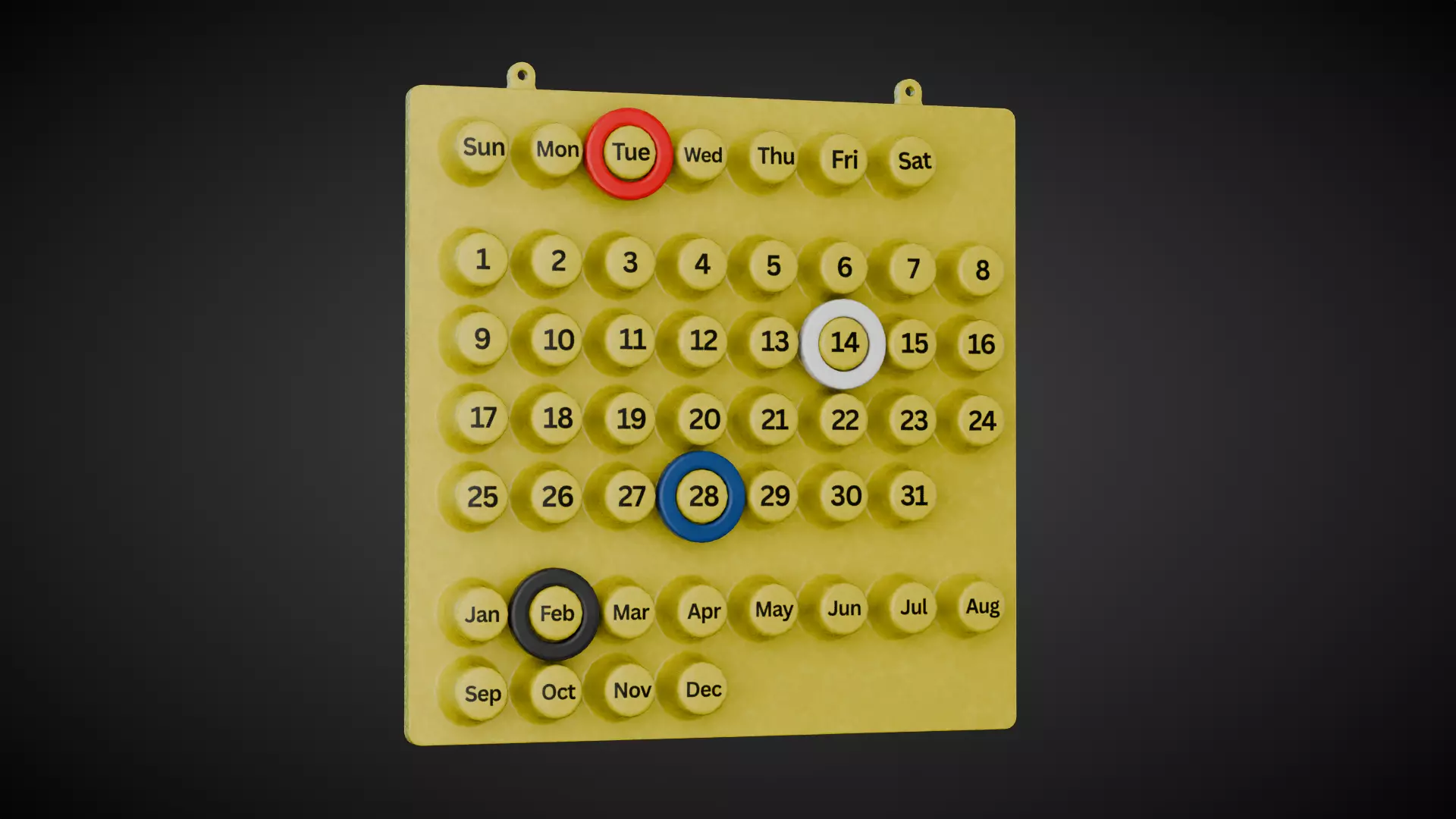 Wall Mounted Calendar Low-poly 3D model_0