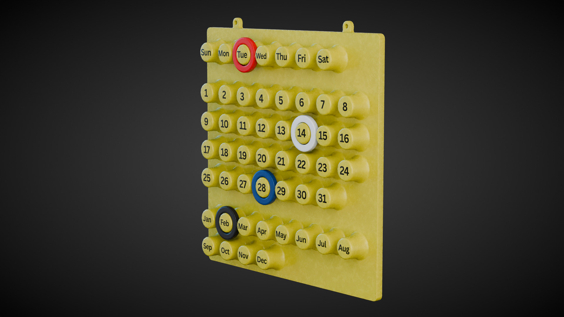 Wall Mounted Calendar Low-poly 3D model_6