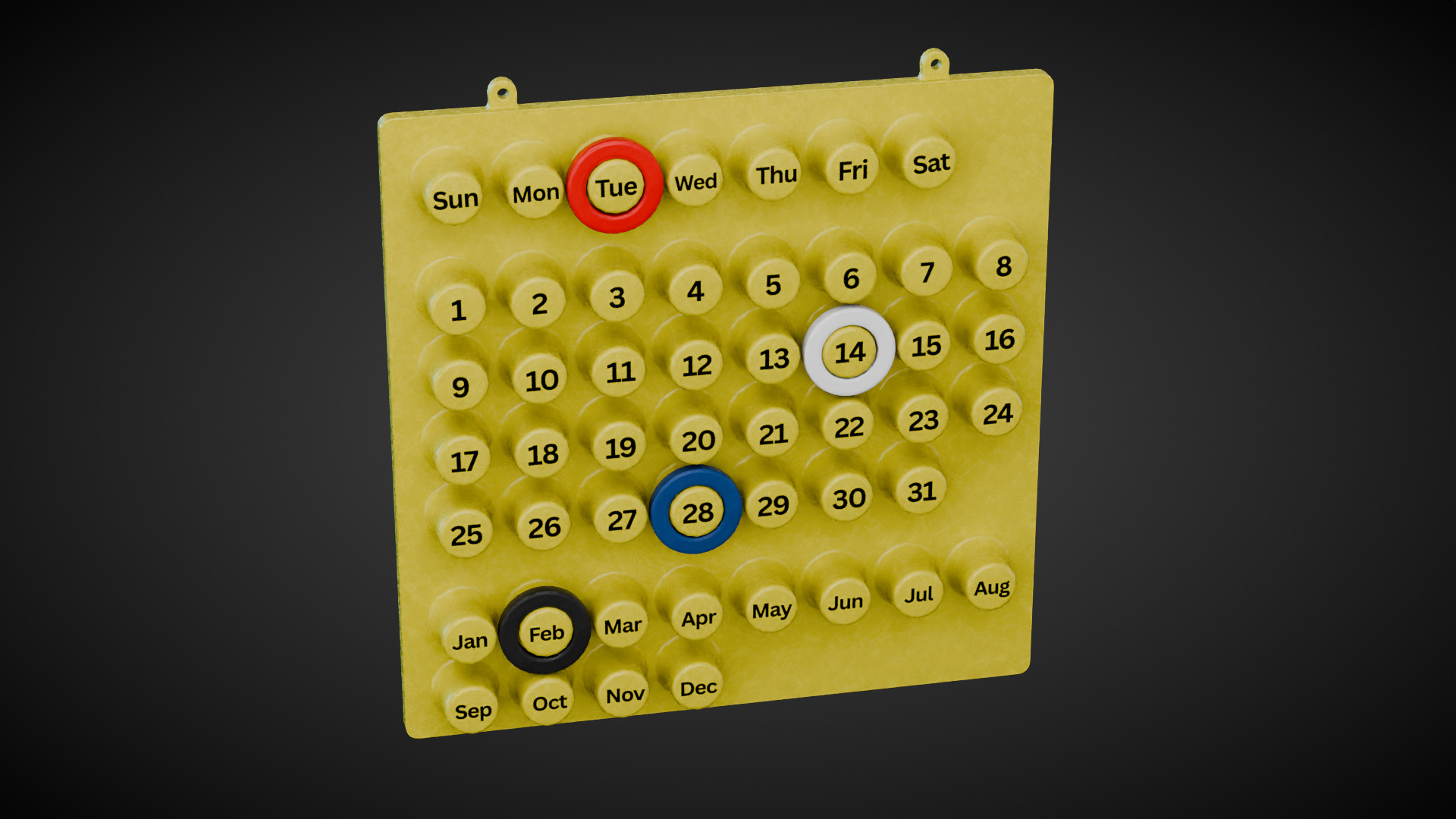 Wall Mounted Calendar Low-poly 3D model_2