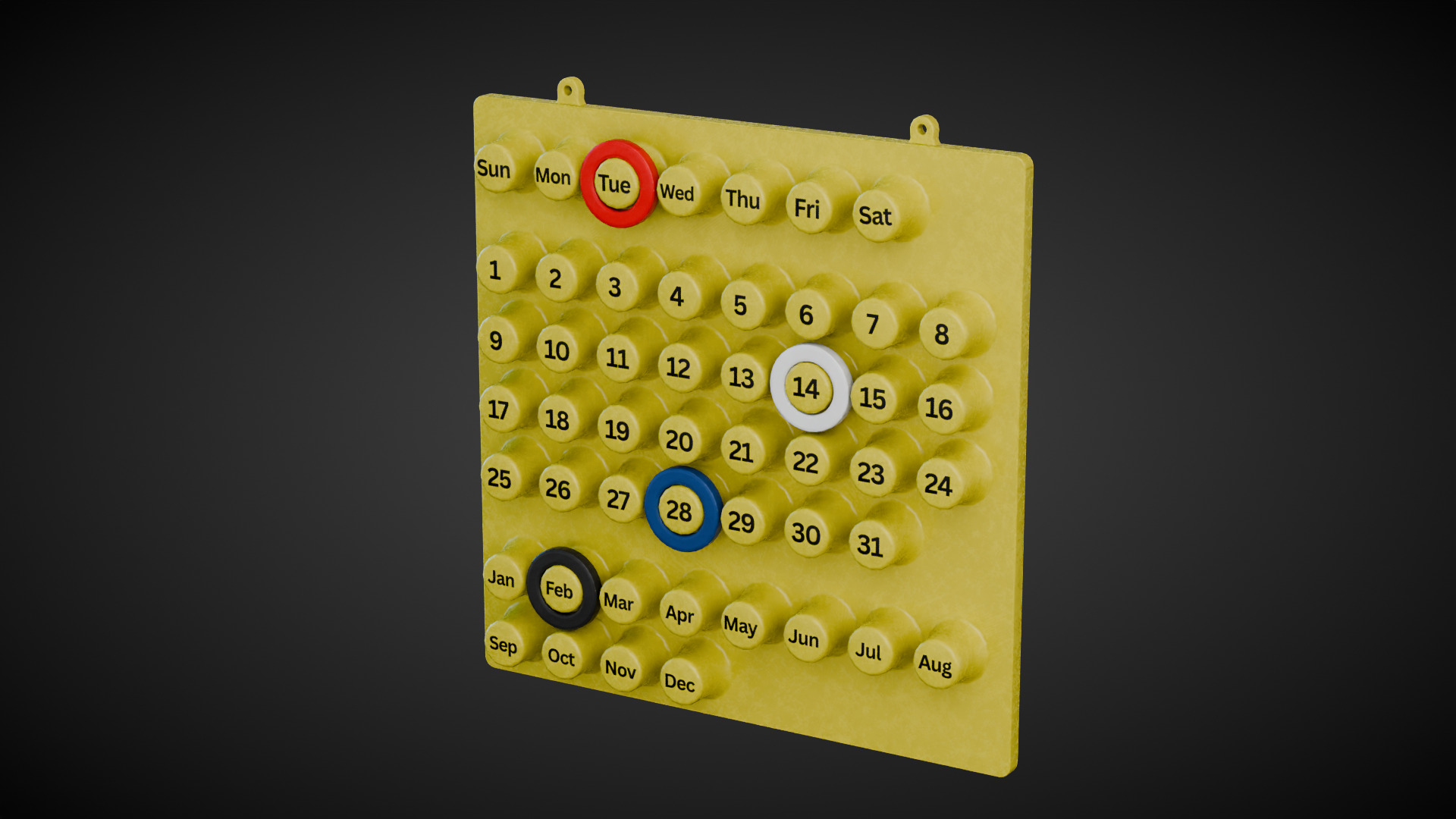 Wall Mounted Calendar Low-poly 3D model_4